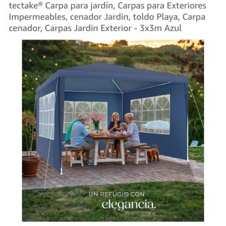 Carpa Tectake Azul 3x3m Exterior Jardín