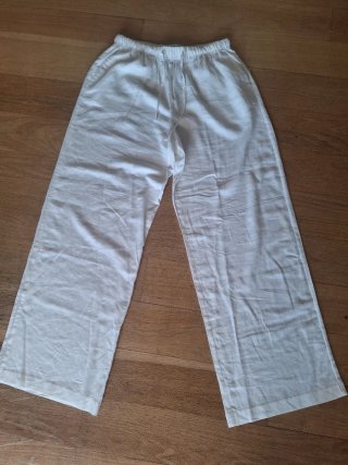 Pantalón lino Bershka blanco