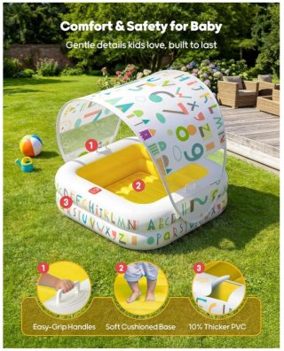 QPAU - Piscina inflable con toldo para bebé.