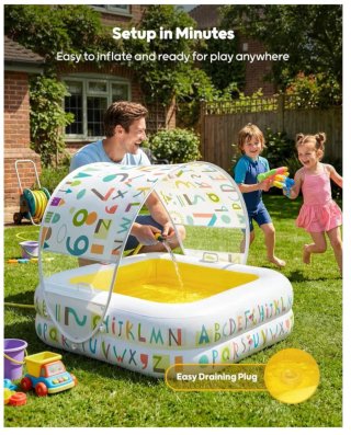 QPAU - Piscina inflable con toldo para bebé.