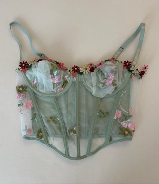 Top Corsetto Floreale Y2K Trasparente