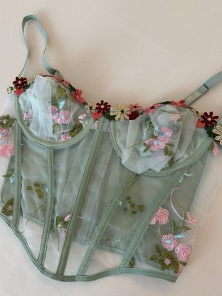 Top Corsetto Floreale Y2K Trasparente