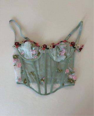 Top Corsetto Floreale Y2K Trasparente