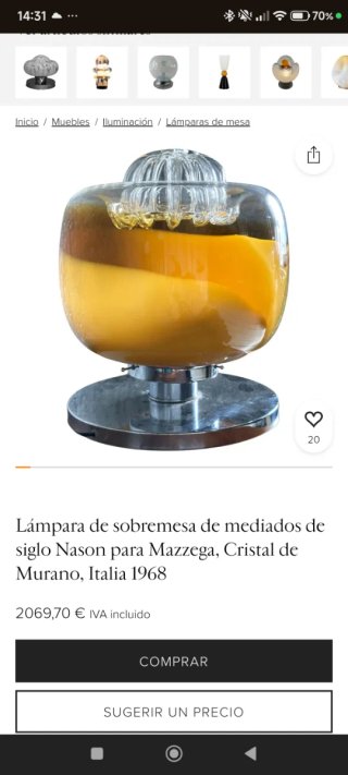 Lámpara cristal Murano