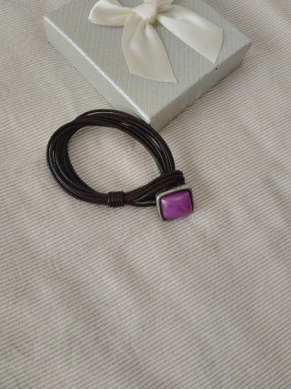 Pulsera Ciclon Piedra Morada y Plata