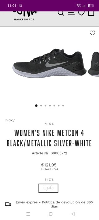 Nike Metcon 4 Negro/Plata Metálico