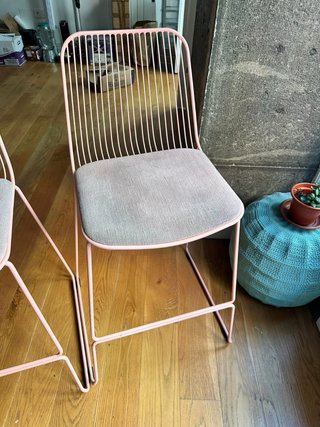 Conjunto 3 Sillas Altas Diseño Beige/Rosa