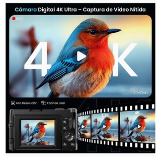 Cámara Digital 4K Ultra HD con Zoom 16X