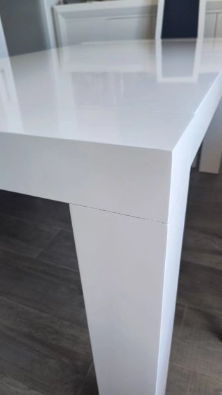 Mesa comedor extensible lacada blanco 160cm.