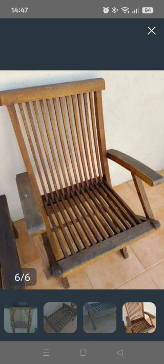 Conjunto madera terraza 2 sillones y mesa