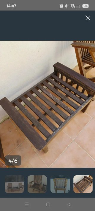 Conjunto madera terraza 2 sillones y mesa