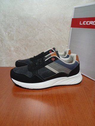 Sneakers Leerd Uomo Nere Blu Taglia 42 nuove