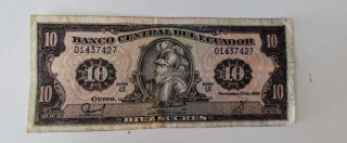 3 Billetes Ecuador 5 y 10 Sucres 1988