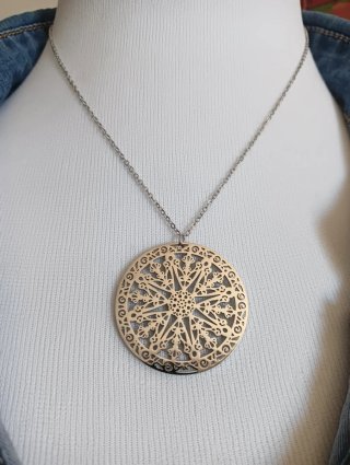 Collar Acero Inoxidable Colgante Mandala Dorado