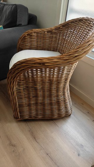 2 Sillas Mimbre Rattan Marrón Beige