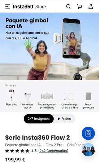 Insta360 Flow 2 Pro AI nuevo, 2 usos, garantía