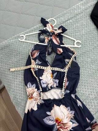 Vestido largo floral azul