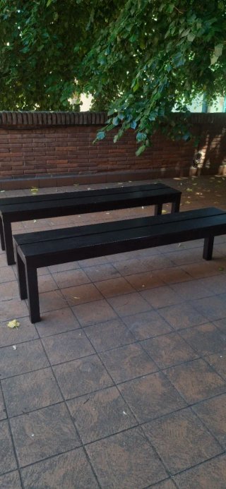 Pareja Bancos Madera Ikea Negro