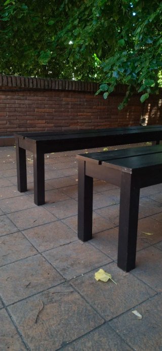 Pareja Bancos Madera Ikea Negro