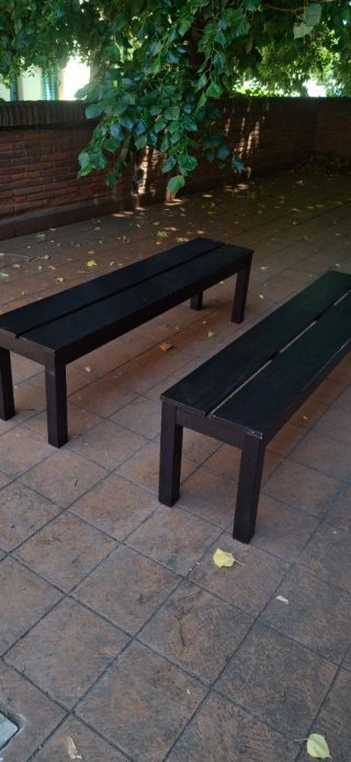 Pareja Bancos Madera Ikea Negro