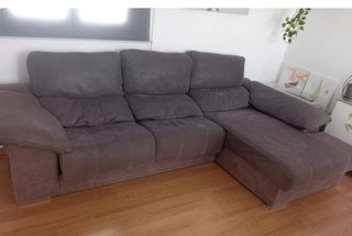 Sofá Chaise Longue con 2 Puffs y Arcón