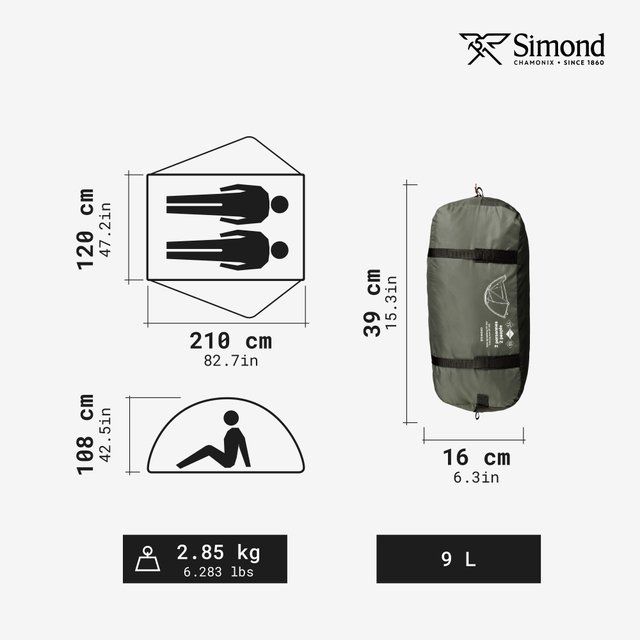 Tienda de campaña domo para trekking 2 personas Forclaz