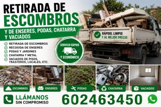Retirada de enseres y escombros podas etc