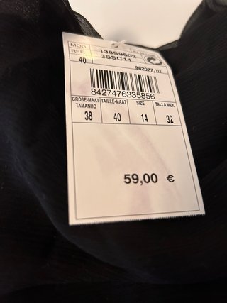 Foulard gasa y terciopelo negro con flecos