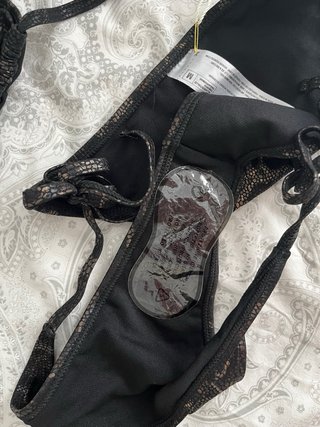 Bikini nuevo marrón negro y dorado estampado