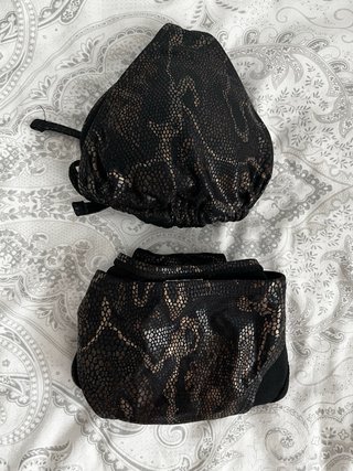 Bikini nuevo marrón negro y dorado estampado