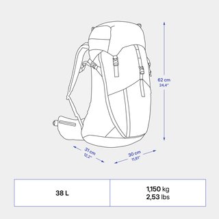 Mochila de senderismo montaña 38L - MH500 marrón