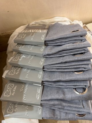 6 Tende Mastro Bianco Grigio-Blu 140x280