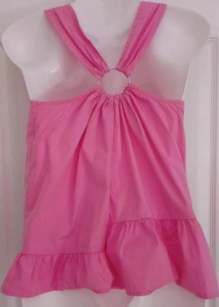 Blusa rosa bajo con volantes T.XS Mango