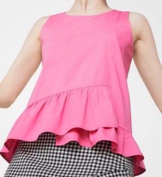 Blusa rosa bajo con volantes T.XS Mango