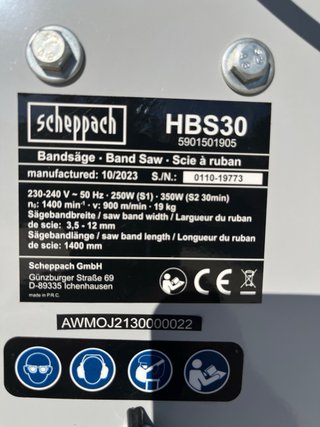 Sierra de cinta Scheppach HBS30