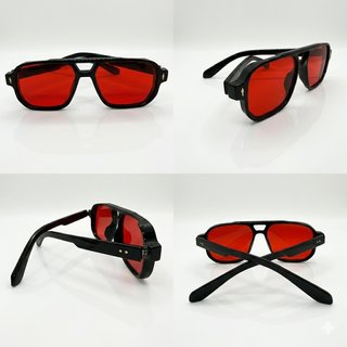 Gafas de sol negras con lentes rojas