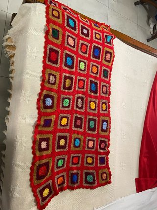 Copertina uncinetto patchwork lana multicolore