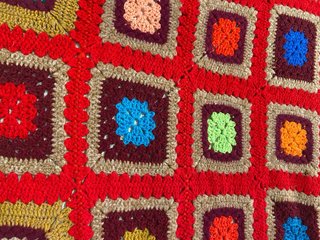 Copertina uncinetto patchwork lana multicolore