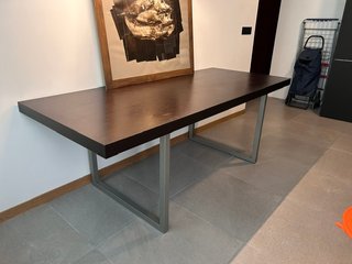 Mesa Italiana Madera y Metal 90s De Diseño pesada