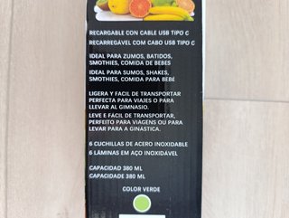 Batidora de Mano Portátil 380 ml recargable