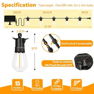 Catena Luminosa Solare 10m 10 LED Vetro
