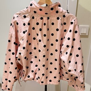 ZARA Abrigo rosa holgado lunares