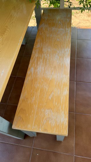 Conjunto mesa y 3 bancos madera