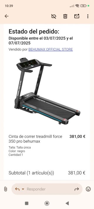 Cinta de Correr Behumax Treadmill Force 350 Pro