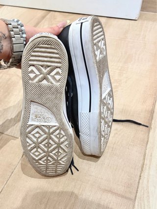 Converse negras polipiel 35 caña baja plataforma