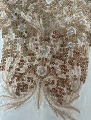 Kaftán Zara Blanco Bordado Dorado
