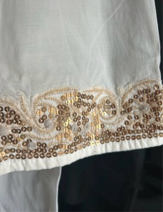Kaftán Zara Blanco Bordado Dorado