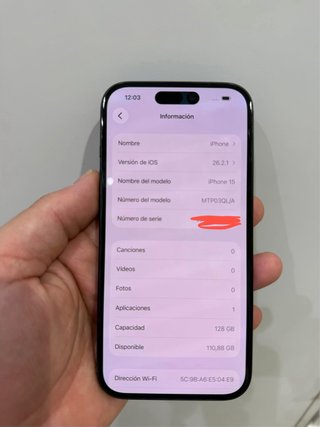 iPhone 15 128GB Negro - Batería 100%
