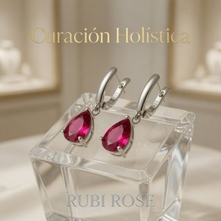 Pendientes Lagrima Rubi Rose en Plata de Ley 925