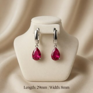 Pendientes Lagrima Rubi Rose en Plata de Ley 925